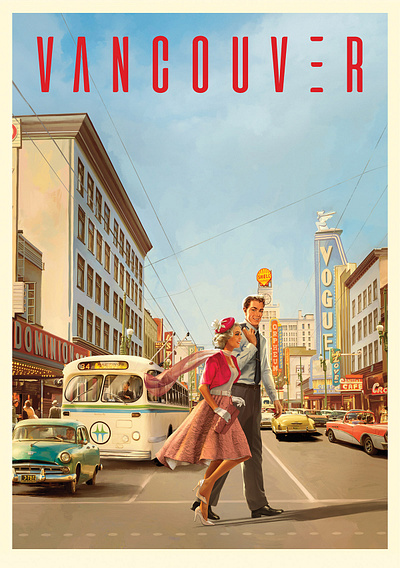 Vancouver 1950s illustration illustrator oldscool pinup retro poster vancouver vintage