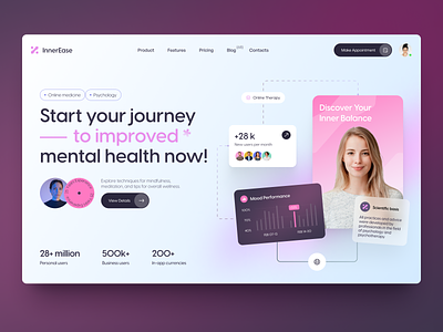 InnerEase - Health Website agency arounda design health medical platform product design startup ui ui design uiux user experience user interface ux web app design web design web platform webdesign website website design