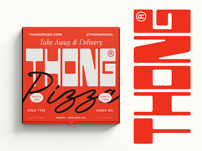 Thong Pizza Brand box brand branding delivery food joy logo logotype love packaging passion pizza red thong typography white wordmark