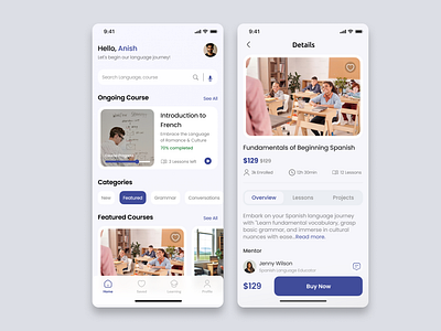 Language learning app language learning mobile design ui uidesign