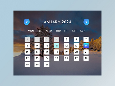 January calendar 2024 calendar design ui ux webdesign website