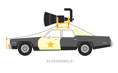 Bluesmobile car graphic design illustration poster