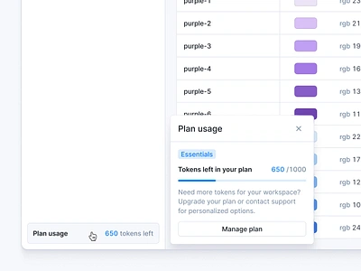 Specify · Limitations Display action design gauge interaction interface light limitation menu plans product saas sidebar table tokens ui