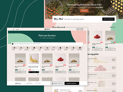 Zero Grocery: Landing Page & Branding app delivery eco eco friendly food delivery groceries grocery grocery shop grocery store homepage landing page plastic shopping sustainability ui ui design website design zero waste