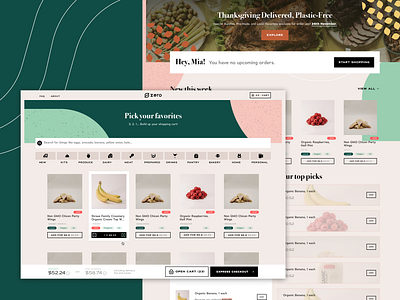 Zero Grocery: Landing Page & Branding app delivery eco eco friendly food delivery groceries grocery grocery shop grocery store homepage landing page plastic shopping sustainability ui ui design website design zero waste