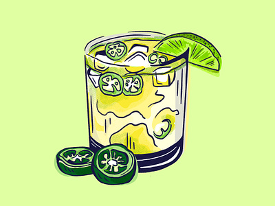 Jalapeno Mule Cocktail alcohol bevarge branding cocktail design digital digital illustration drawing drink editorial illustration glass hand drawn illustration illustration art illustrator jalapeno jalapeno mule lime texture vector