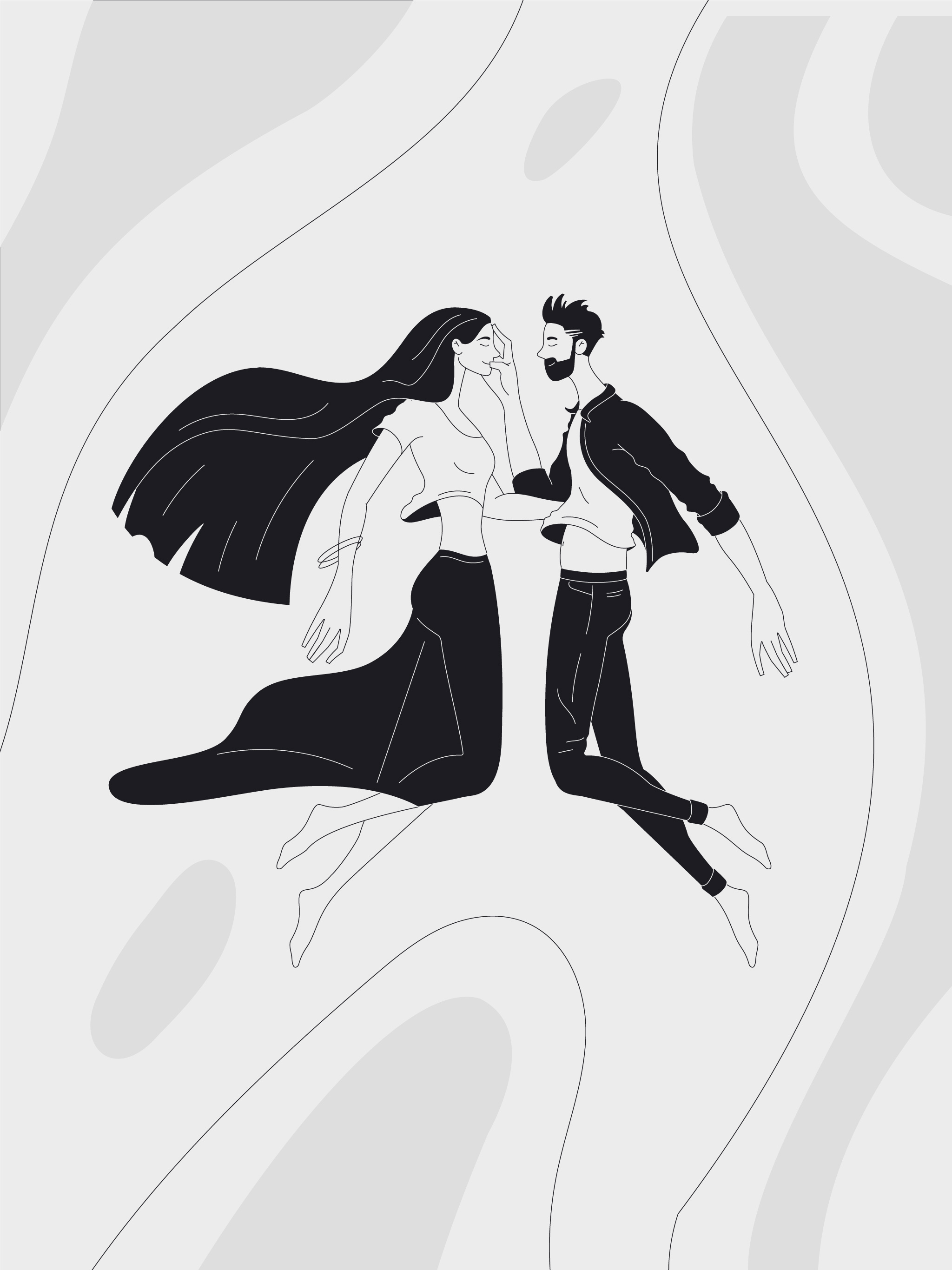 Inktober 22' Day 11 2d character couple design flat greyscale husband icon illustration inktober lineart love marriage monochrome vector wife