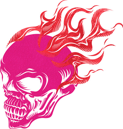 Skull with flames design digital files graphic design illustration png red