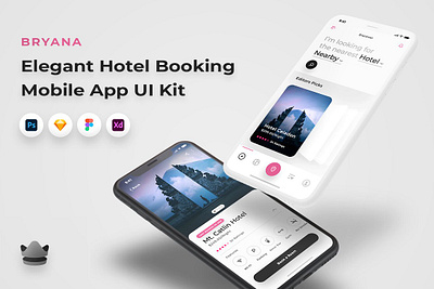 Bryana - Hotel Booking App UI Kit app ui kit blue booking booking app browse gradient hotel app ui ios ios ui kit iphone ui mobile mobile ui payment purple travel travel app ui