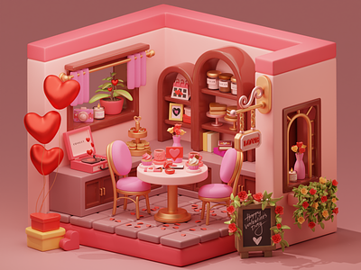 Valentine's Day : Graphic Design | 3D Motion 3d 3d modelling animation blender graphic design holiday love motion graphics romantic ui valentines day