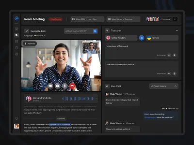 Dashboard Revolution: Room Meeting - Your Next-gen SaaS ai app artificial iteligentce design higlights insights meeting product design summary transcription translator ui ux zoom