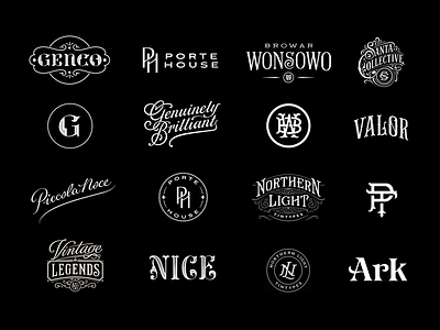 Various 2023 logos, part 1 branding calligraphy hand lettering identity lettering logo logotype modern retro typography vintage