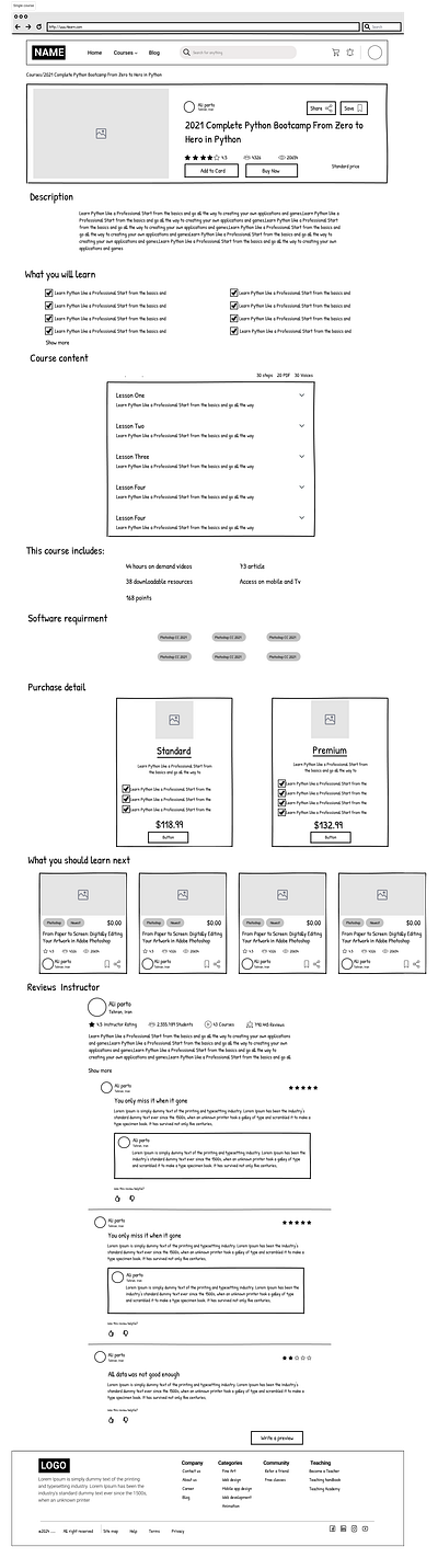 EDUCATION product designer ui ux wireframe