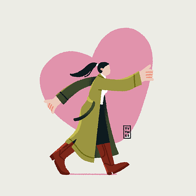 Valentine's 2d animation character character design cycle digital gif heart loop lottie love minimal modern motion graphics pink procreate short valentine walk