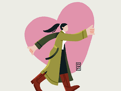 Valentine's 2d animation character character design cycle digital gif heart loop lottie love minimal modern motion graphics pink procreate short valentine walk