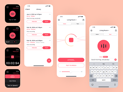 Sonos Intercom App app app design apple watch audio ios messaging mobile mobile design sonos voice watch watch app