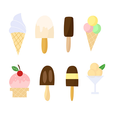 Ice creams set illustration ice cream illustration set vanilla