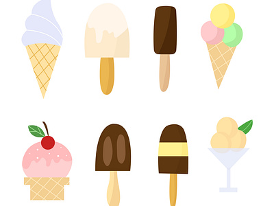 Ice creams set illustration ice cream illustration set vanilla