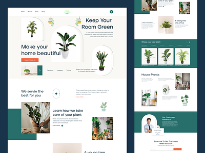 Plant Shop Website. app design branding dashboard graphic design landing page plant website ui ui ux ux web design wireframe