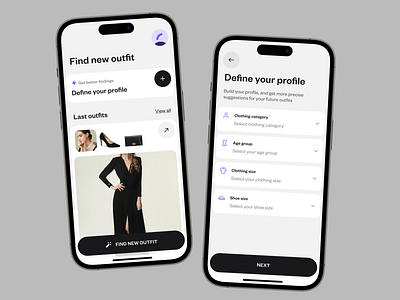✨ AI Sets of Clothes ai black bold box card chat clean clothes dashboard ecommerce fashion generator gpt mobile modern outfit shop simple ui violet