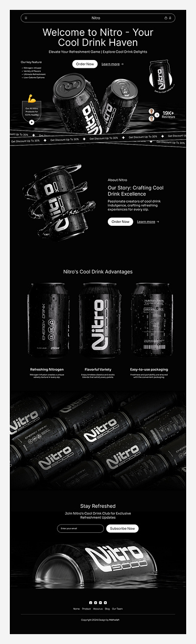 Nitro Cool Drink Landing Page Design 3d animation branding graphic design landing page design logo motion graphics ui website design