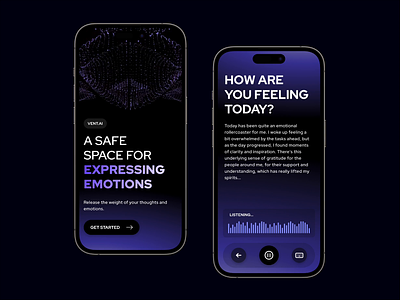 VENT.AI ~ Pour out your thoughts and feelings ai chatbot emotions feelings generative happy mental health mobile app product design psychology therapist therapy ui vent well being