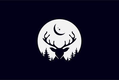 Introducing a captivating concept-based logo design | Night branding cool creative deer design graphic design logo modern negative space night professional unique vector