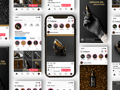 Instagram visual for Argan oil Cosmetics branding cosmetics design graphic design illustrator logo morrocco ui