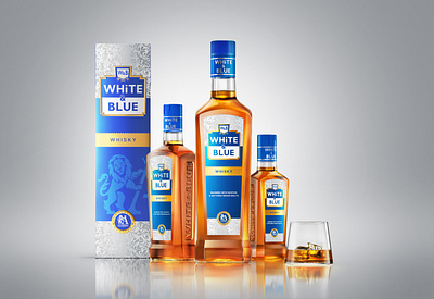 White & Blue Whisky 3d alcohol bottle cgi drink indian packging packshot render whisky