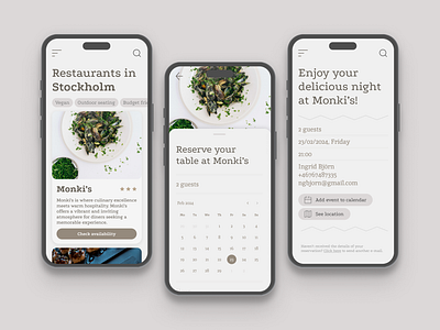 Reservation flow calendar card chips dailyui headline reservation restaurant search sheet signup summary ui ux