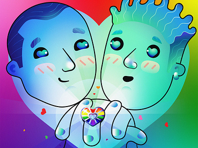 Our Rainbow Hearts - Illustration - Valentine's day 2d animation couple design fab design flat design gay gradients heart ill illustration lgbtq love motion design motion graphics valentine valentines day