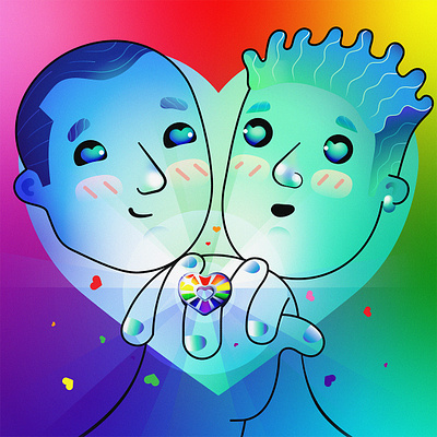 Our Rainbow Hearts - Illustration - Valentine's day 2d animation couple design fab design flat design gay gradients heart ill illustration lgbtq love motion design motion graphics valentine valentines day