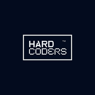 HARD CODERS LOGO coder coding developer futuristic hard it logo mark programmer sign tech technology typography