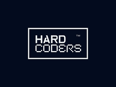 HARD CODERS LOGO coder coding developer futuristic hard it logo mark programmer sign tech technology typography