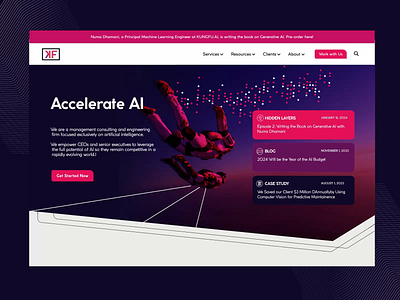 KUNGFU.AI's Homepage Hero agency animation conversion design interactions motion graphics purple red saturated startup web design