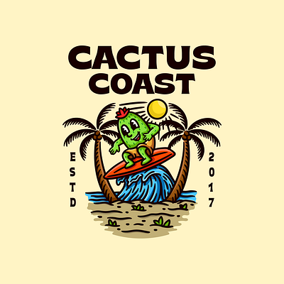 Logo Design for Cactus Coast beach cactus cactus coast cactus design cactus illustration cactus logo cactus vector character design coast design graphic design illustration logo logo design mascot summer tee design vector