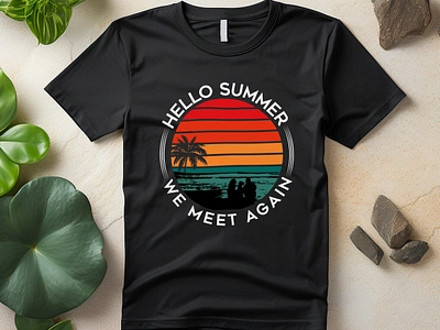 Summer Sunset Vintage T-shirt Design apparel branding cloths design fasion funny gifts graphic design merchandise print design summer summer t shirts sunset t shirt design trendy tshirt tshirt design tshirts vector wear