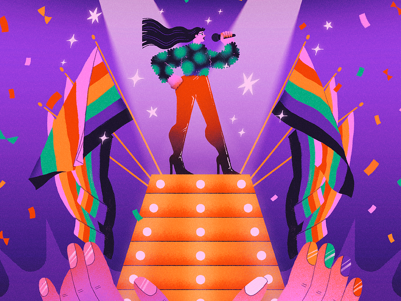 Why Do Gay Men Idolize Female Pop Stars? | Feature Illustration artwork character character design editorial editorial illustration female singer gay icon icon illustration lgbtq music musician pride queer singer