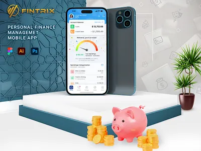'FINTRIX' Personal Finance Management Mobile App app design branding finance fintech graphic design logo mobile app ui uiux