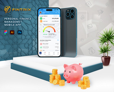 'FINTRIX' Personal Finance Management Mobile App app design branding finance fintech graphic design logo mobile app ui uiux