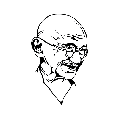 Ghandi Illustration black ghandi illustration portrait white
