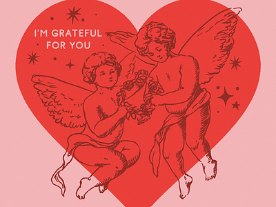 Valentine's Day Cards angel cherub cute design grain graphic design greeting cards illustration illustrator love love day pink red selflove sparkles valentines valentinesday