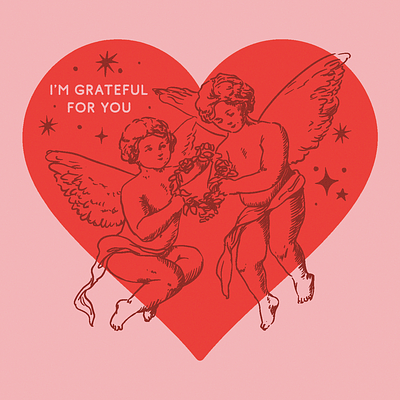 Valentine's Day Cards angel cherub cute design grain graphic design greeting cards illustration illustrator love love day pink red selflove sparkles valentines valentinesday