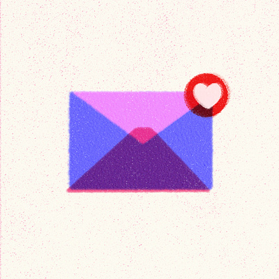 Sending Love email envelope graphic design heart illustration love mail photoshop riso risograph simple shapes valentines day