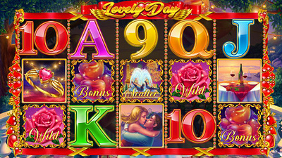 The Main UI design for the casino slot game "Lovely Day" casino characters art characters design design digital art gambling game art game design game designer game reels graphic design reels reels design slot characters slot design slot reels slot symbols valentines day valentines symbols valentines themed