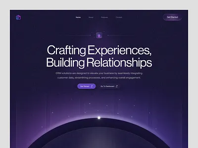 CRM Landing Page (Hero) crm crm landing page crm website customer relationship management glow gradient homepage landing page management pipeline saas saas landing page saas website space system ui web web design website website design