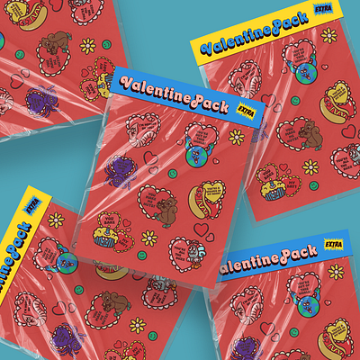 Valentine Sticker Pack 80s heart illustration retro sticker valentine valentines day