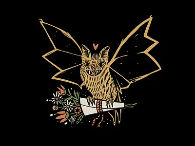 Love is blind bat creepy cute flowers folk graphic tee horror illustration love mexican mexico streetwear valentinesday
