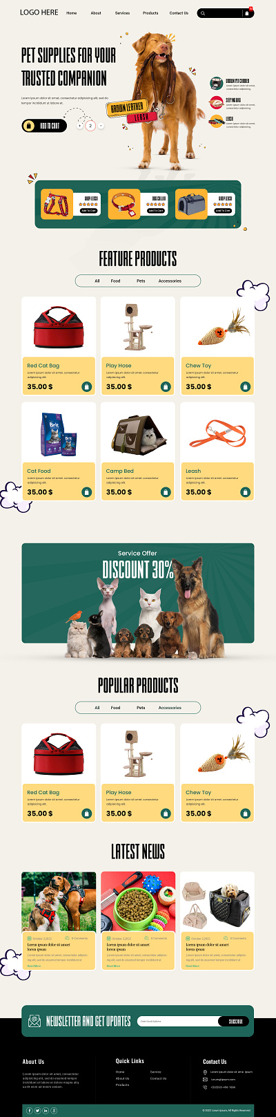 Supplies for Pet experince figma interface landing page ui design uiux user experince user interface web design website