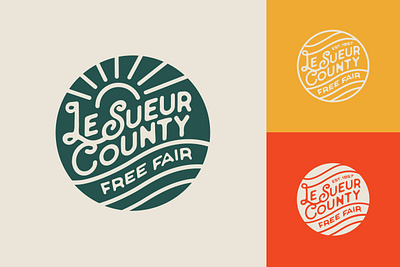 Le Sueur County Fair Logo brand branding button county fair cream fair fun green logo logo design orange vector design vibrant yellow